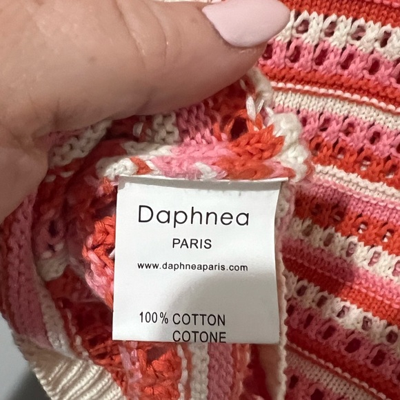 Daphnea Paris Crochet Top M/L Knit Short Sleeves Cottagecore - Picture 4 of 7